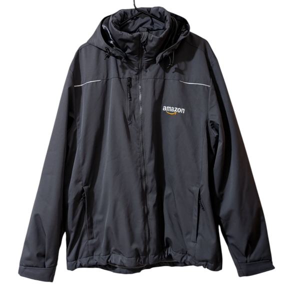 Amazon Elevate Soft Shell Fleece Lined Work Jacket Waterproof Hooded -Grey -XL - Picture 1 of 8